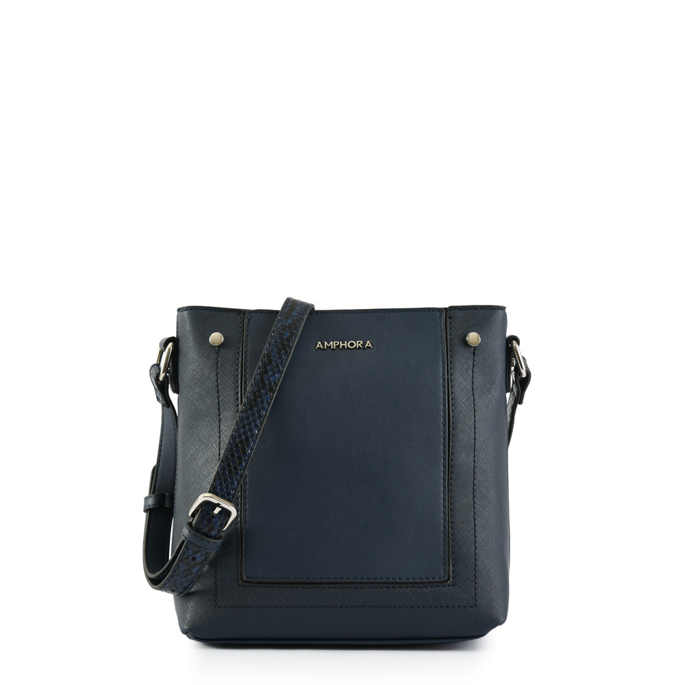 Dark blue amine medium crossbody wallet