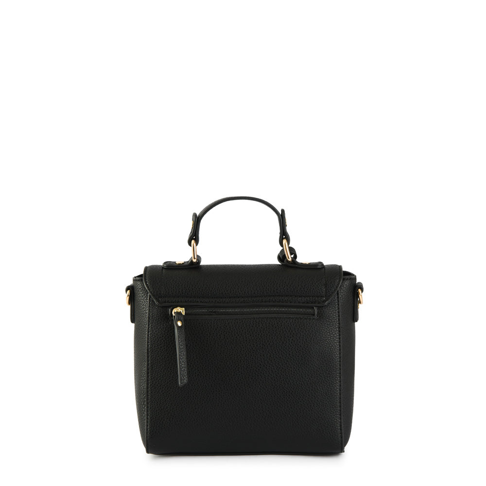 Textured Black Familie Medium Crossbody Wallet