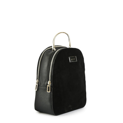 Small Textured Black Chaise Backpack