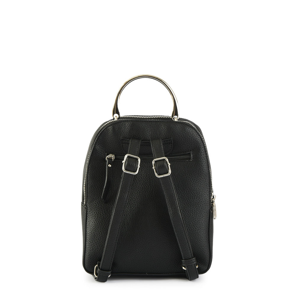 Small Textured Black Chaise Backpack