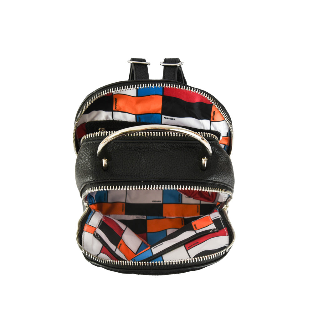 Small Textured Black Chaise Backpack