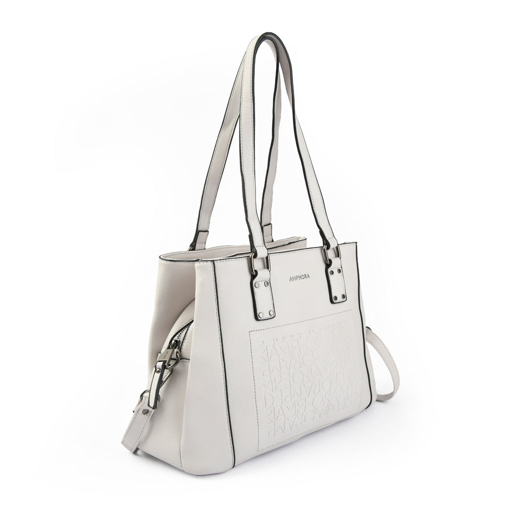 amphora selty cartera dos asas tres divisiones blanco crudo