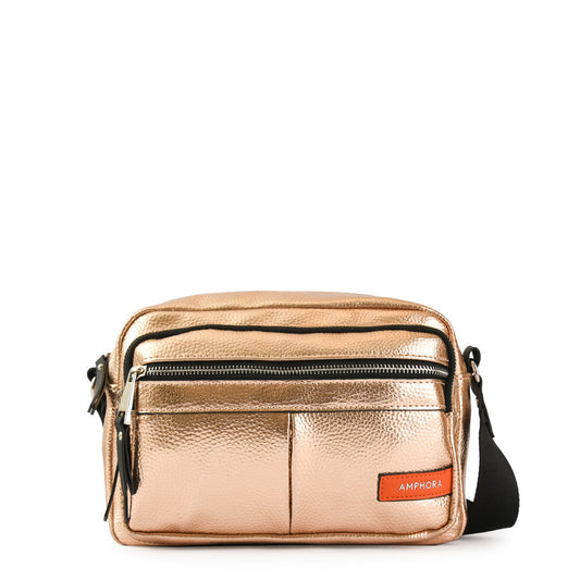 Medium metallic pink crossbody bag
