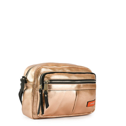 Medium metallic pink crossbody bag
