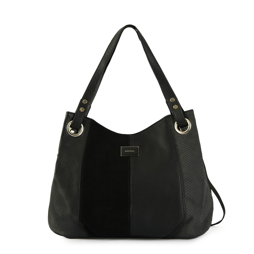 Wallet Two Handles Three medium divisions textured black lille