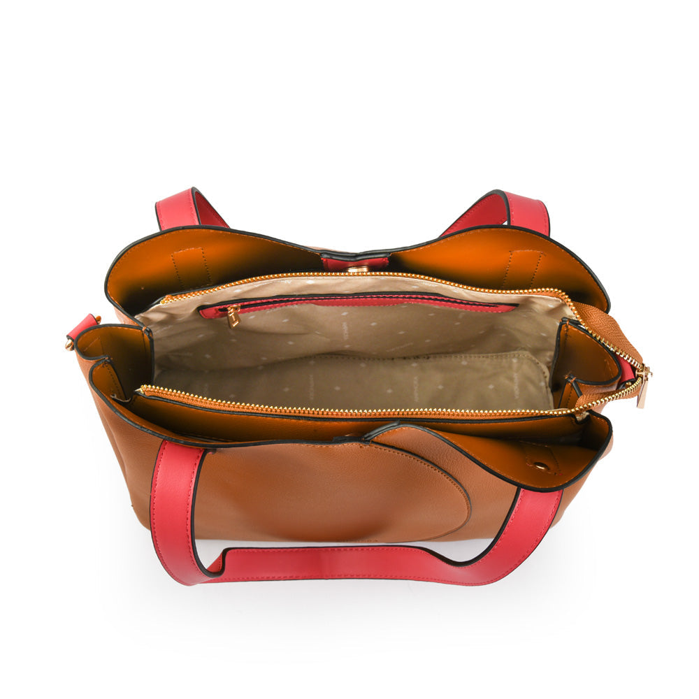 amphora tulipan cartera dos asas tres divisiones mediana café