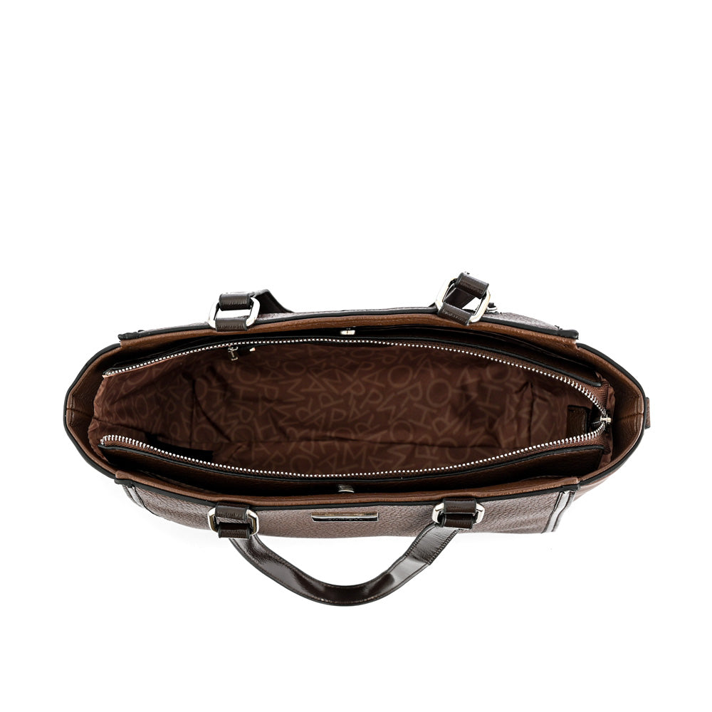 Wallet Two Handles Three divisions large rachel dark brown