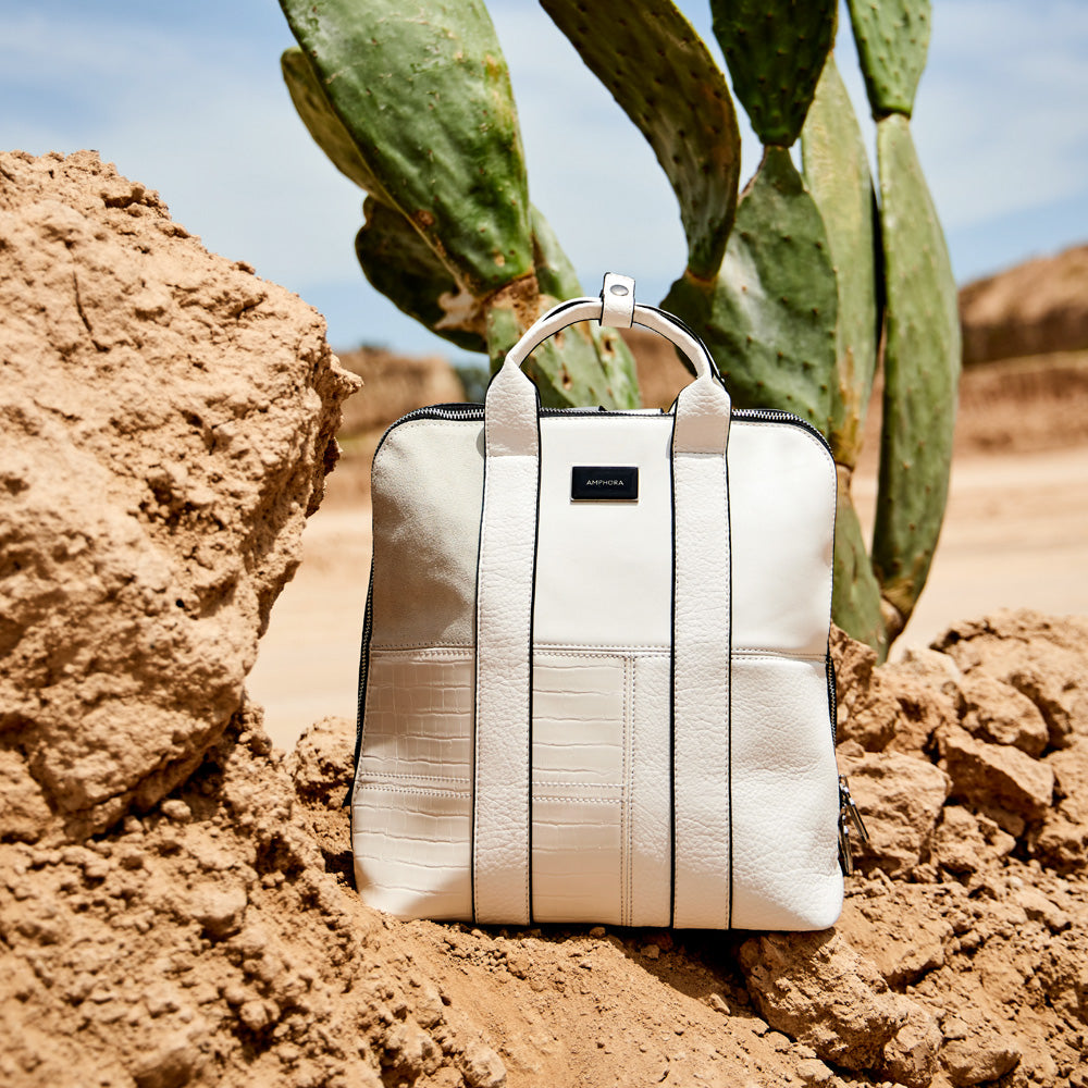 Renate White Medium Backpack
