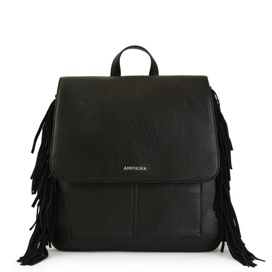 Medium sandy black lid backpack