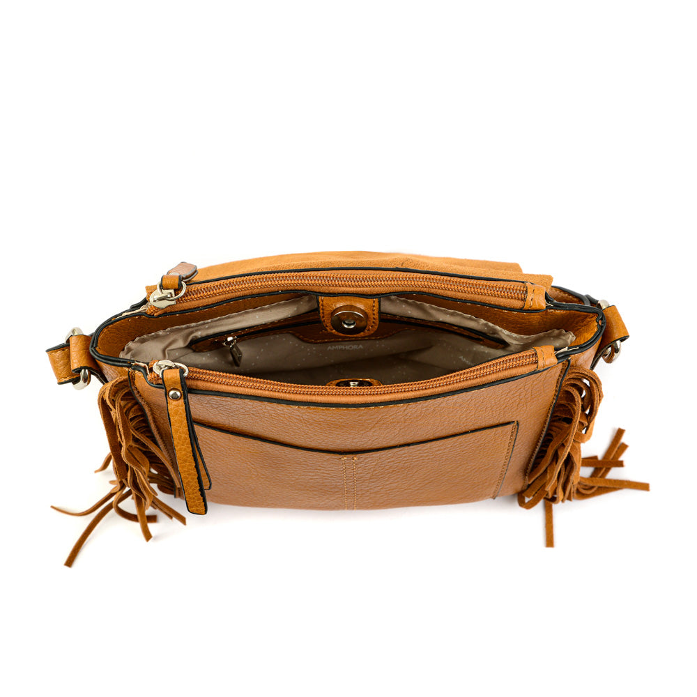 Sandy Camel Medium Crossbody Wallet