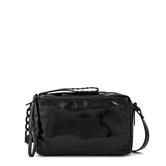 Small textured black stefi crossbody wallet