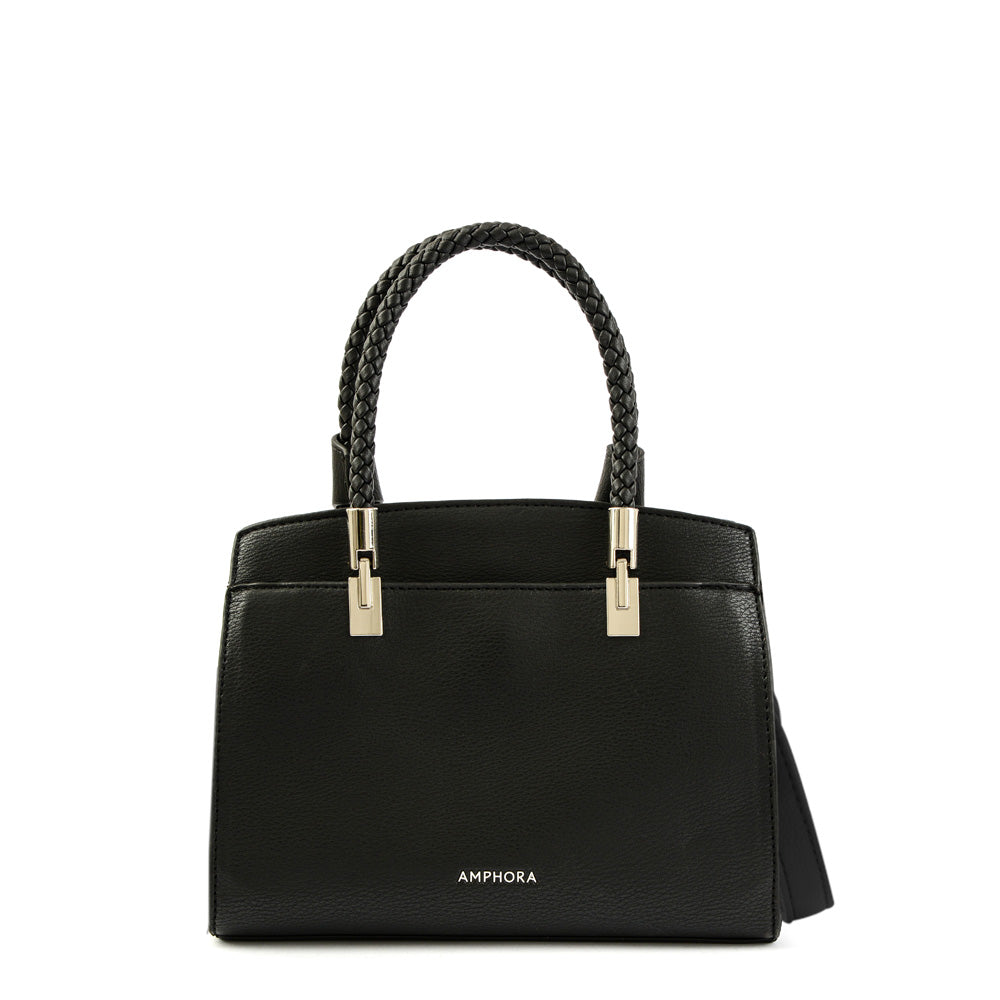 Wallet Two Handles Three divisions small black rosine