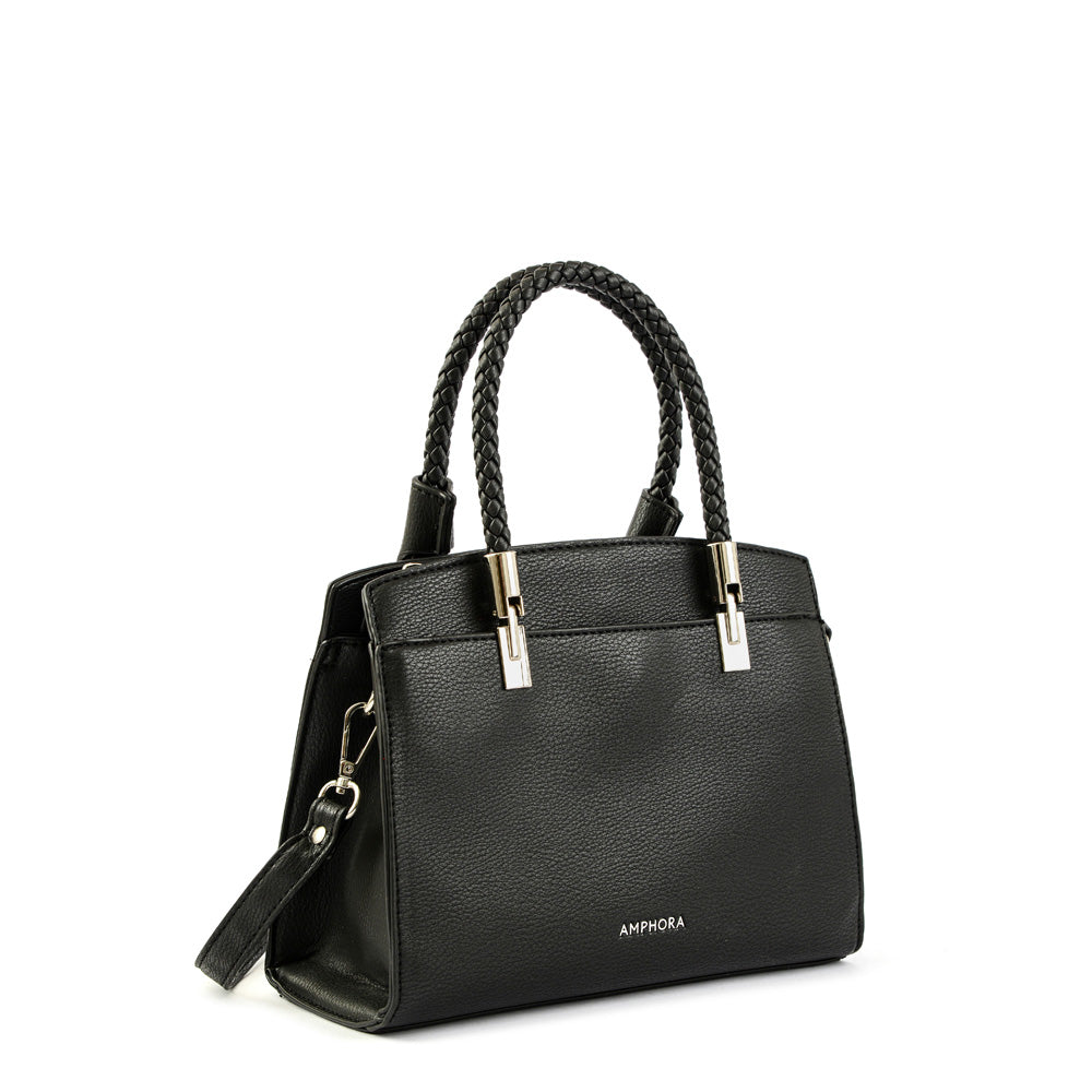 Wallet Two Handles Three divisions small black rosine