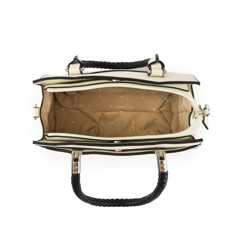 Wallet Two Handles Three divisions small white rosine