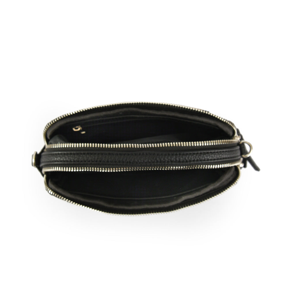 Small Lisse Black Crossbody Wallet