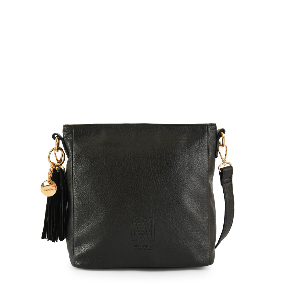 Medium black lioben crossbody wallet
