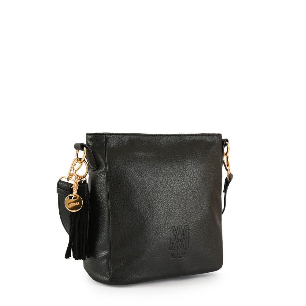 Medium black lioben crossbody wallet
