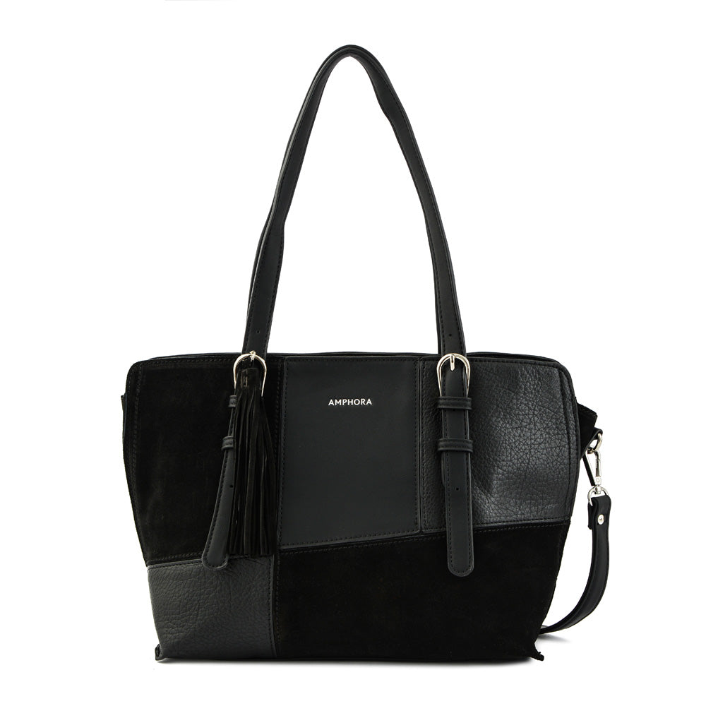 Medium black sumy two-handle wallet