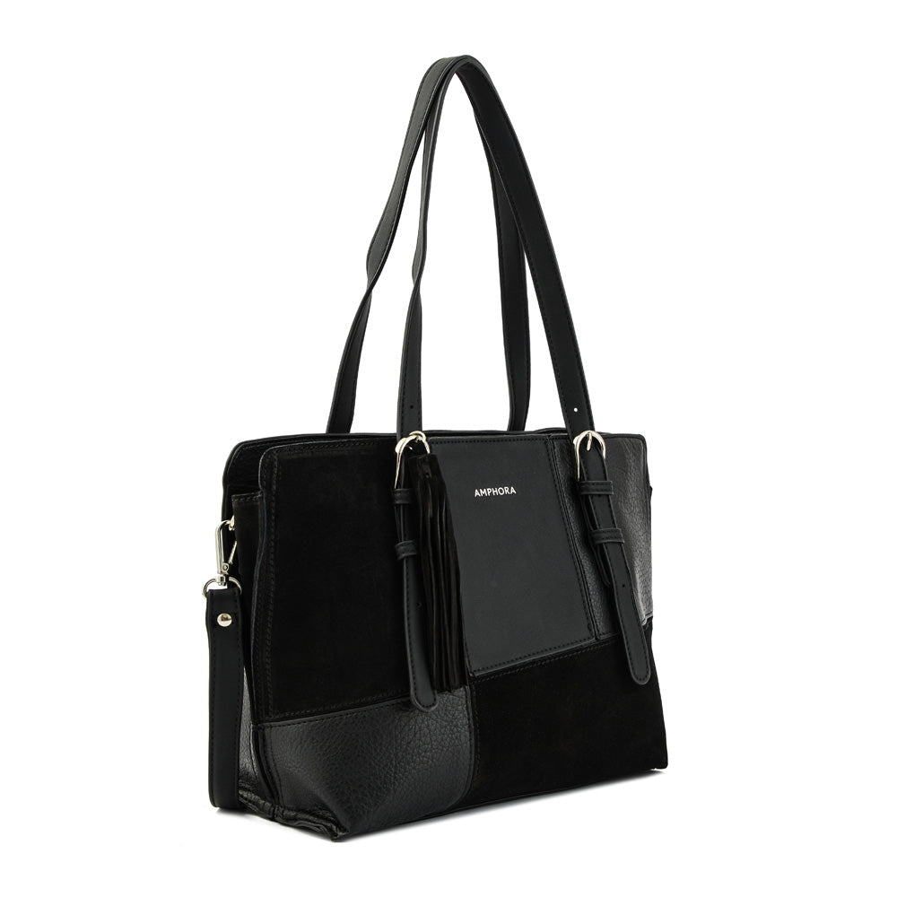 Medium black sumy two-handle wallet
