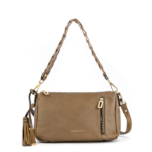Medium dark taupe Nilda crossbody bag