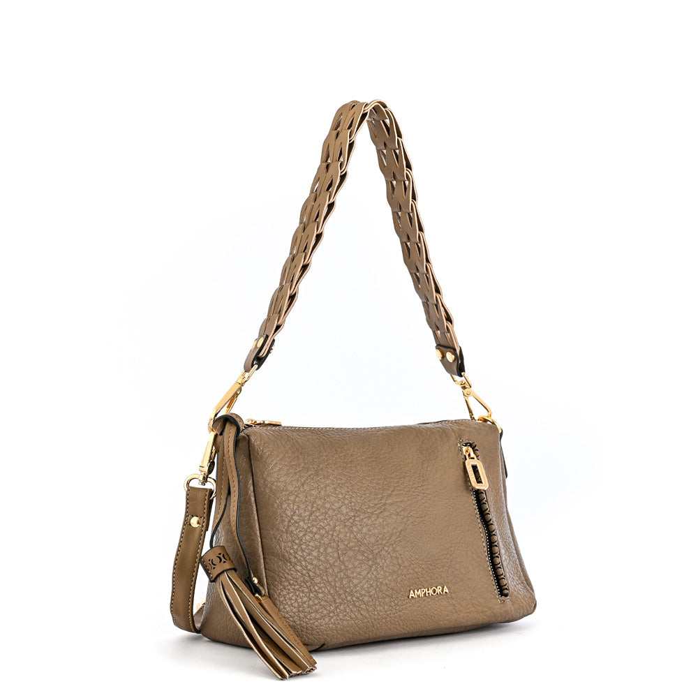 Medium dark taupe Nilda crossbody bag