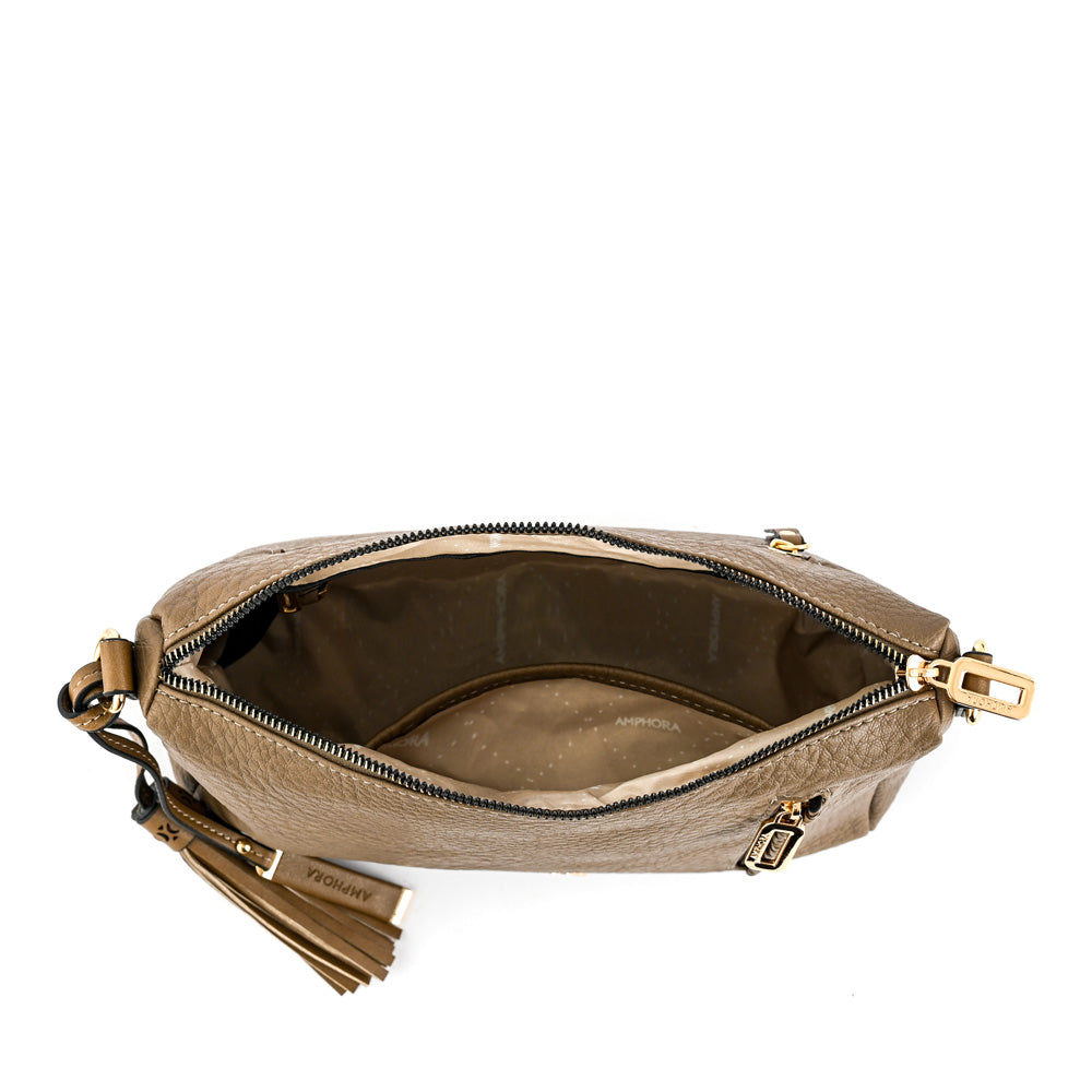 Medium dark taupe Nilda crossbody bag
