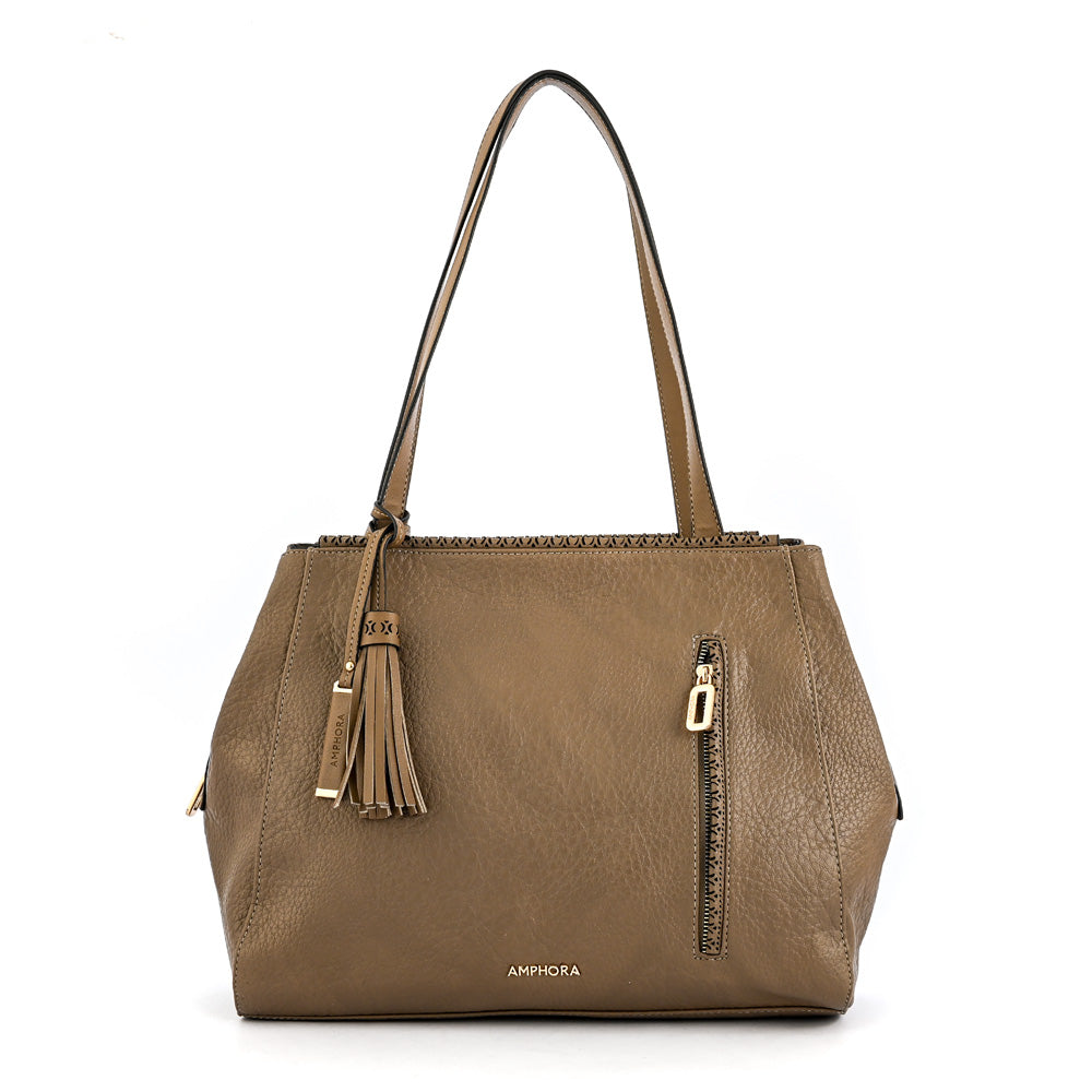 Wallet Two Handles Three divisions large Nilda dark taupe