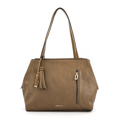 Wallet Two Handles Three divisions large Nilda dark taupe
