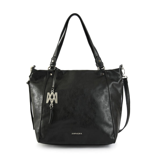 Medium black Marlene two-handle wallet