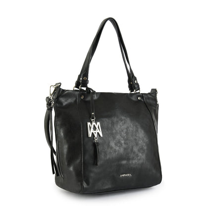 Medium black Marlene two-handle wallet