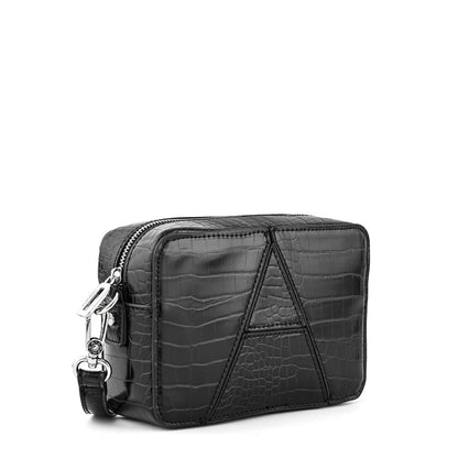 Andrea Small Textured Black Crossbody Wallet