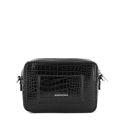 Andrea Small Textured Black Crossbody Wallet