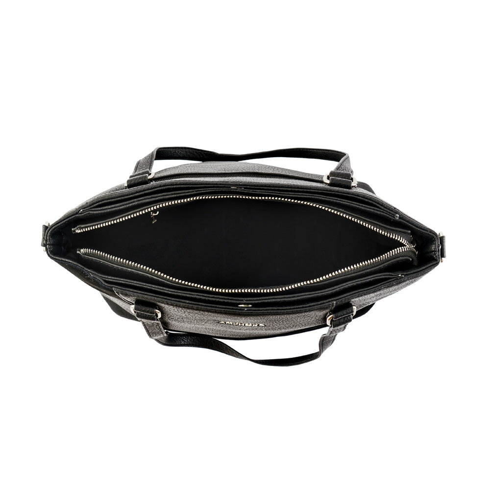 Wallet Two Handles Three divisions large black ferani