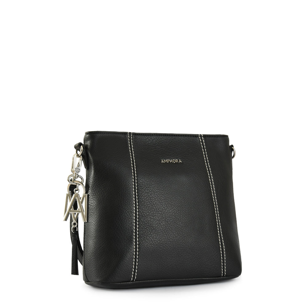 Small black goty crossbody wallet
