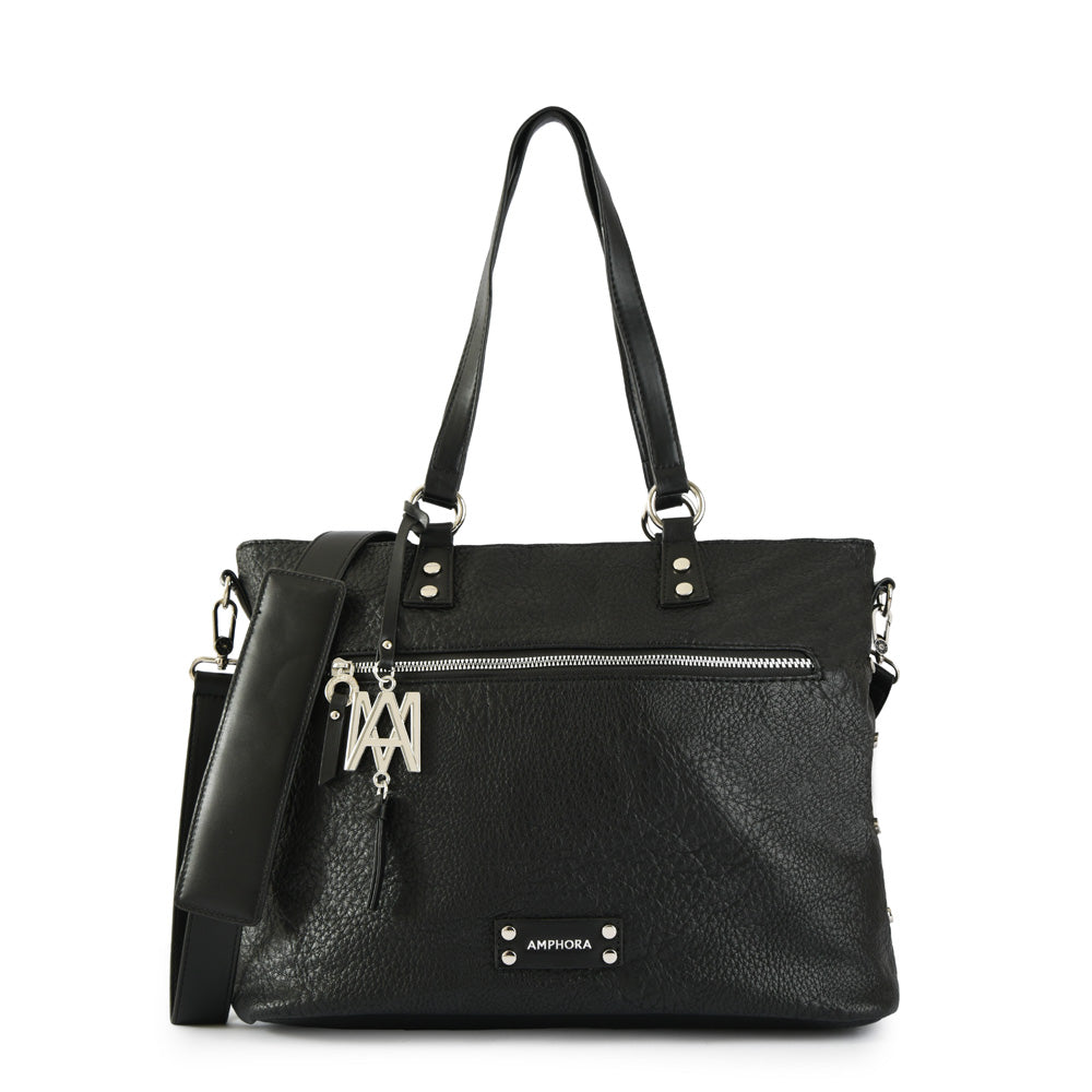 Wallet with two handles large notebook holder black donatela