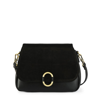 Small textured black dubois crossbody wallet