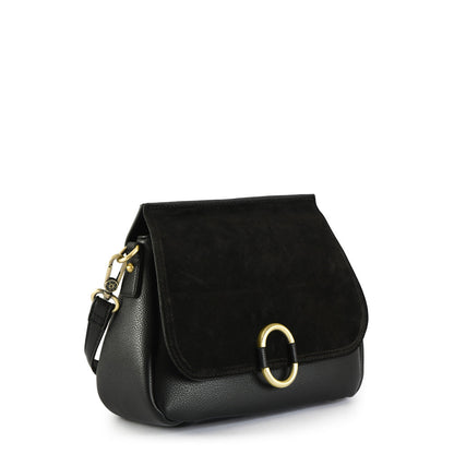 Small textured black dubois crossbody wallet