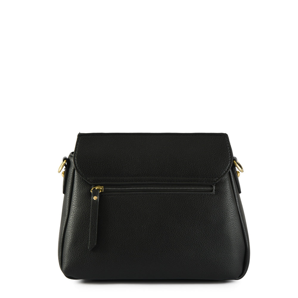 Small textured black dubois crossbody wallet