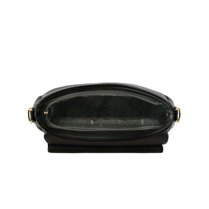 Small textured black dubois crossbody wallet