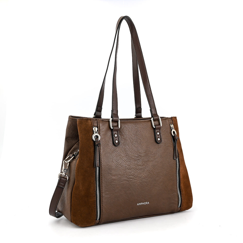 Wallet Two Handles Three medium divisions moreau dark brown