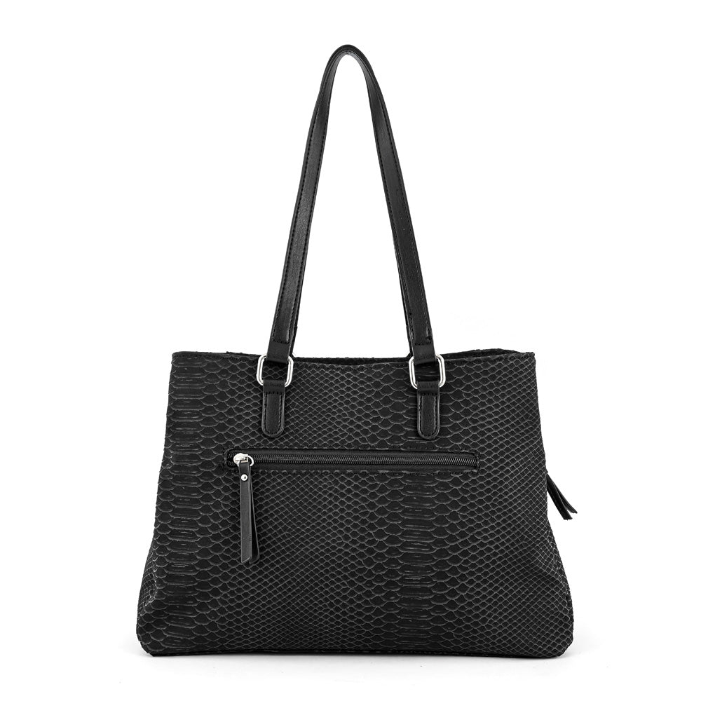 Wallet Two Handles Three divisions textured black moreau