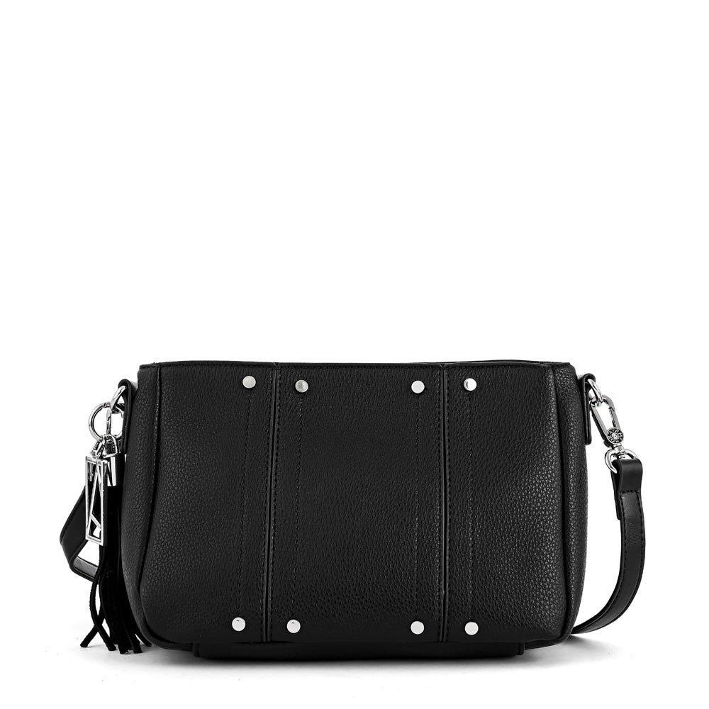 Leroy small textured black crossbody wallet