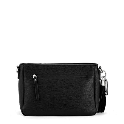 Leroy small textured black crossbody wallet