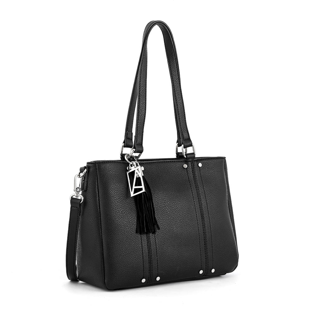 Wallet Two Handles Three medium divisions textured black leroy