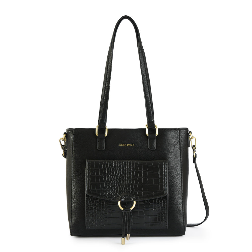 Wallet Two Handles Three medium divisions textured black lya