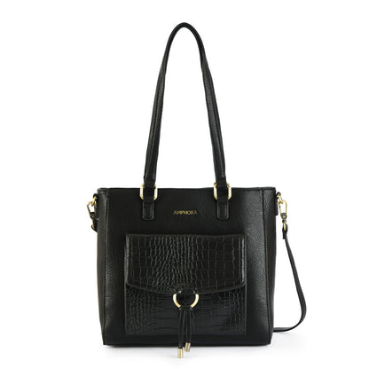 Wallet Two Handles Three medium divisions textured black lya