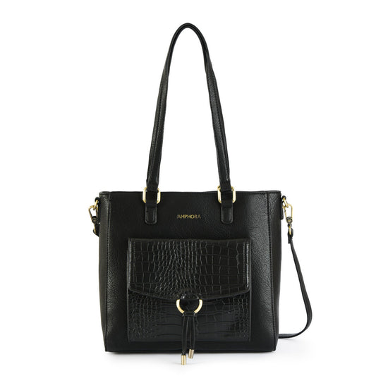 Wallet Two Handles Three medium divisions textured black lya