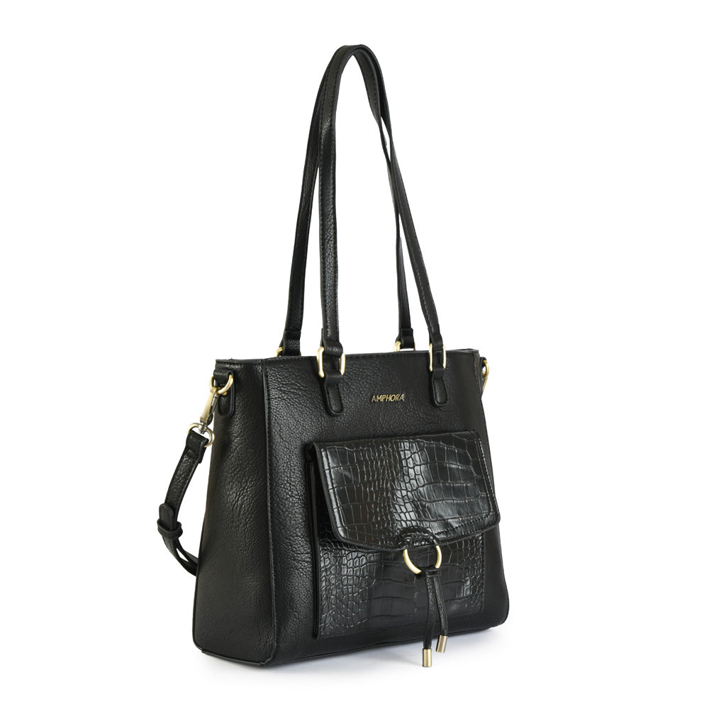 Wallet Two Handles Three medium divisions textured black lya