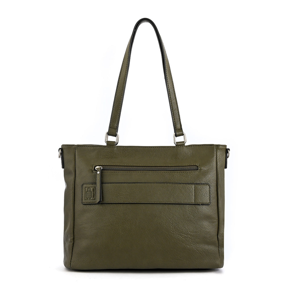 Olive green island large two-handle wallet