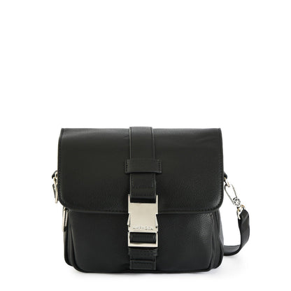 Small black faure crossbody wallet